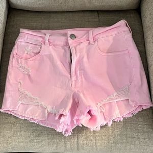 American Eagle Pink Denim Cut-off Shorts